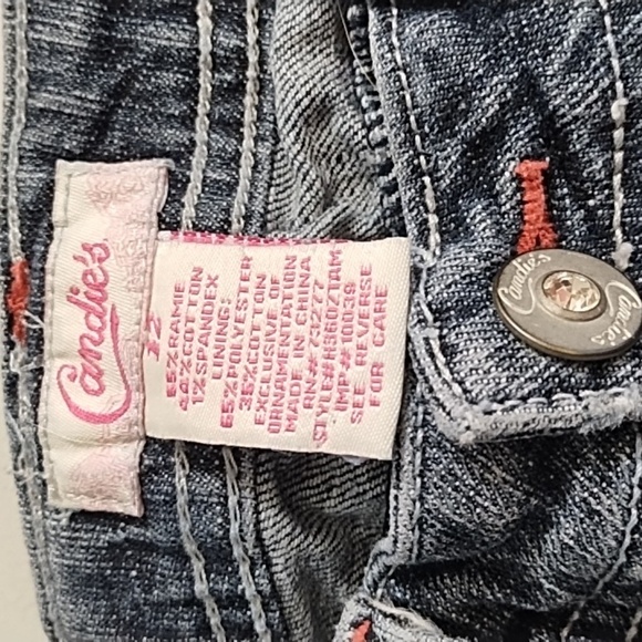 Candies Stretch Denim Capri Jeans Pink Stitching Rhinestone Buttons & Accents 12 - Picture 6 of 11
